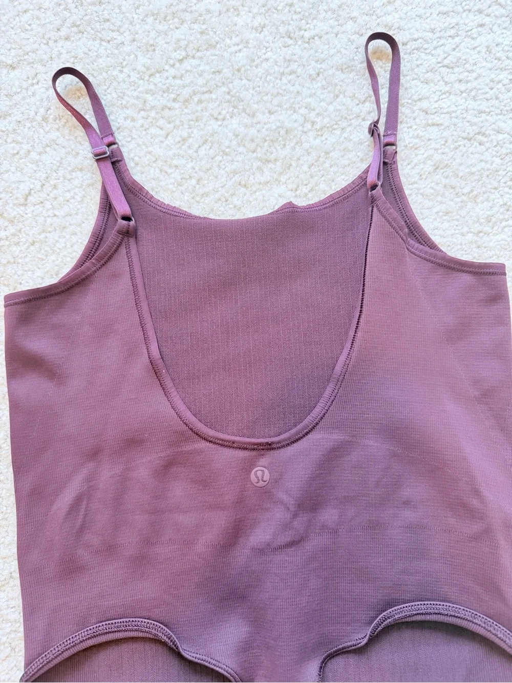 Lululemon Underneath It All Bodysuit Plum Ribbed Thong Adjustable Straps Size L